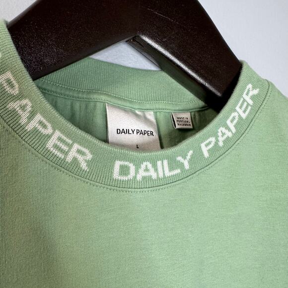 Daily Paper Rib Green T Shirt Green Short Sleeve Logo Men's L - Picture 5 of 9